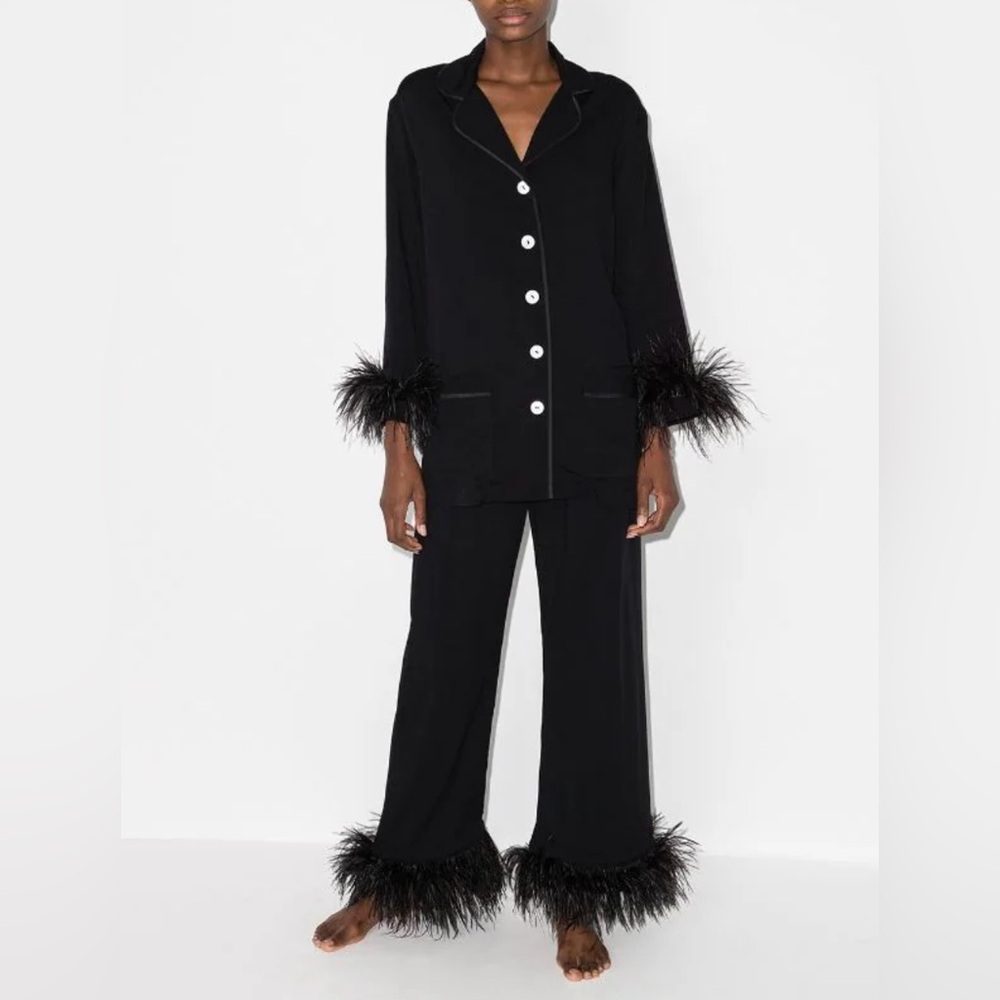 COPY - SLEEPER Feather-Trim Party Pajama Set XS